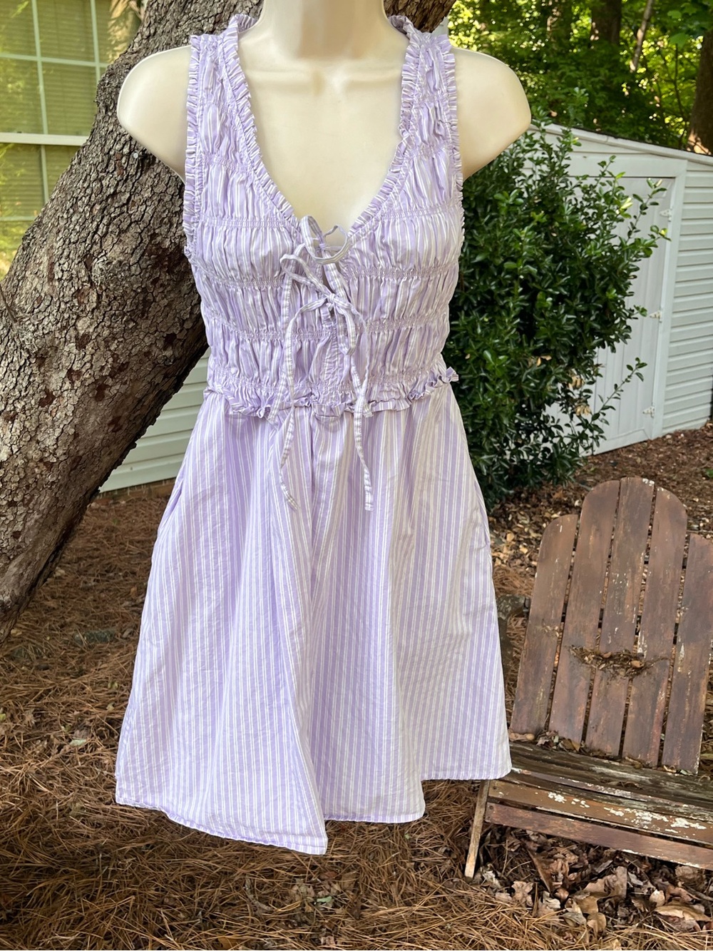 Lavender and white summer dress from Old Navy.